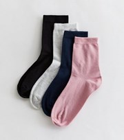 New Look 4 Pack Pink Navy Grey and Black Socks